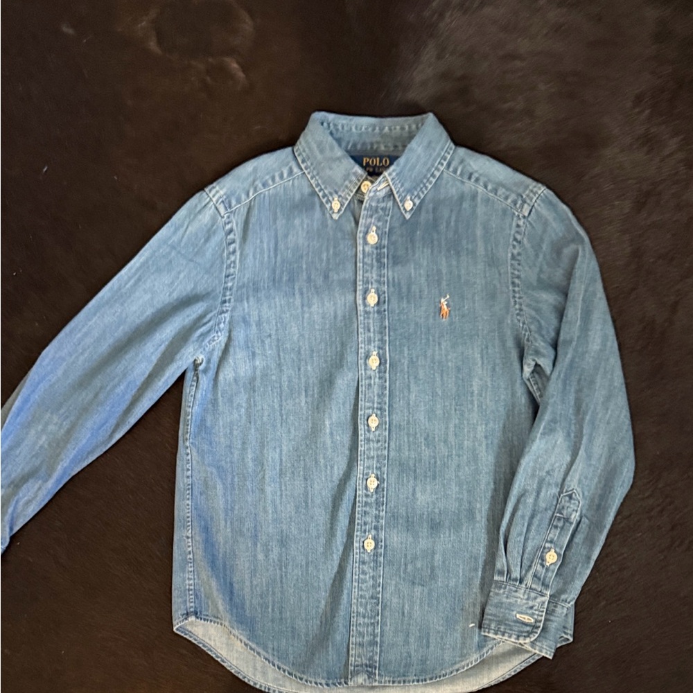 Size S / 8 Polo by Ralph Lauren Light Blue Denim Casual Shirt